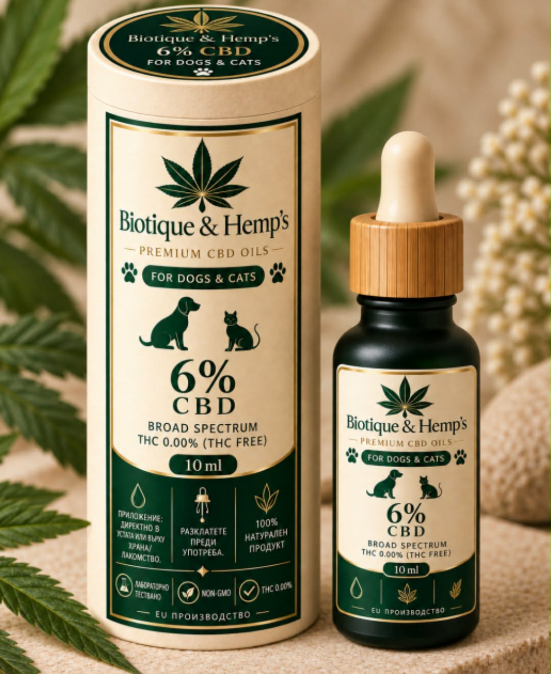 CBD за животни 6% — шишенце с кутия