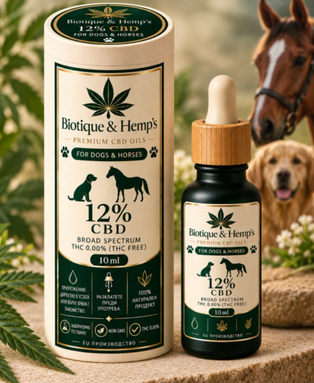 CBD за животни 12% — шишенце с кутия